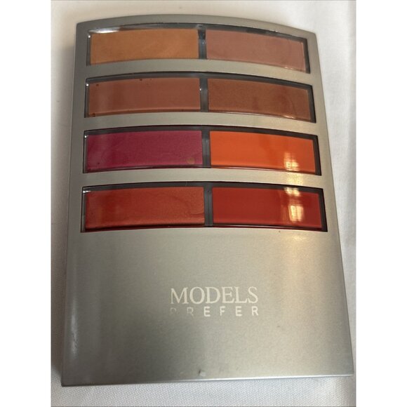 Models Prefer palette w/ 2 Blush 6Eyeshadow 8 cream lipsticks #2 nede-red shades - Picture 1 of 12